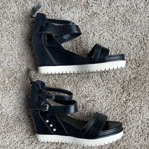 ASH Penelope Leather Platform Sandals, Sz 40